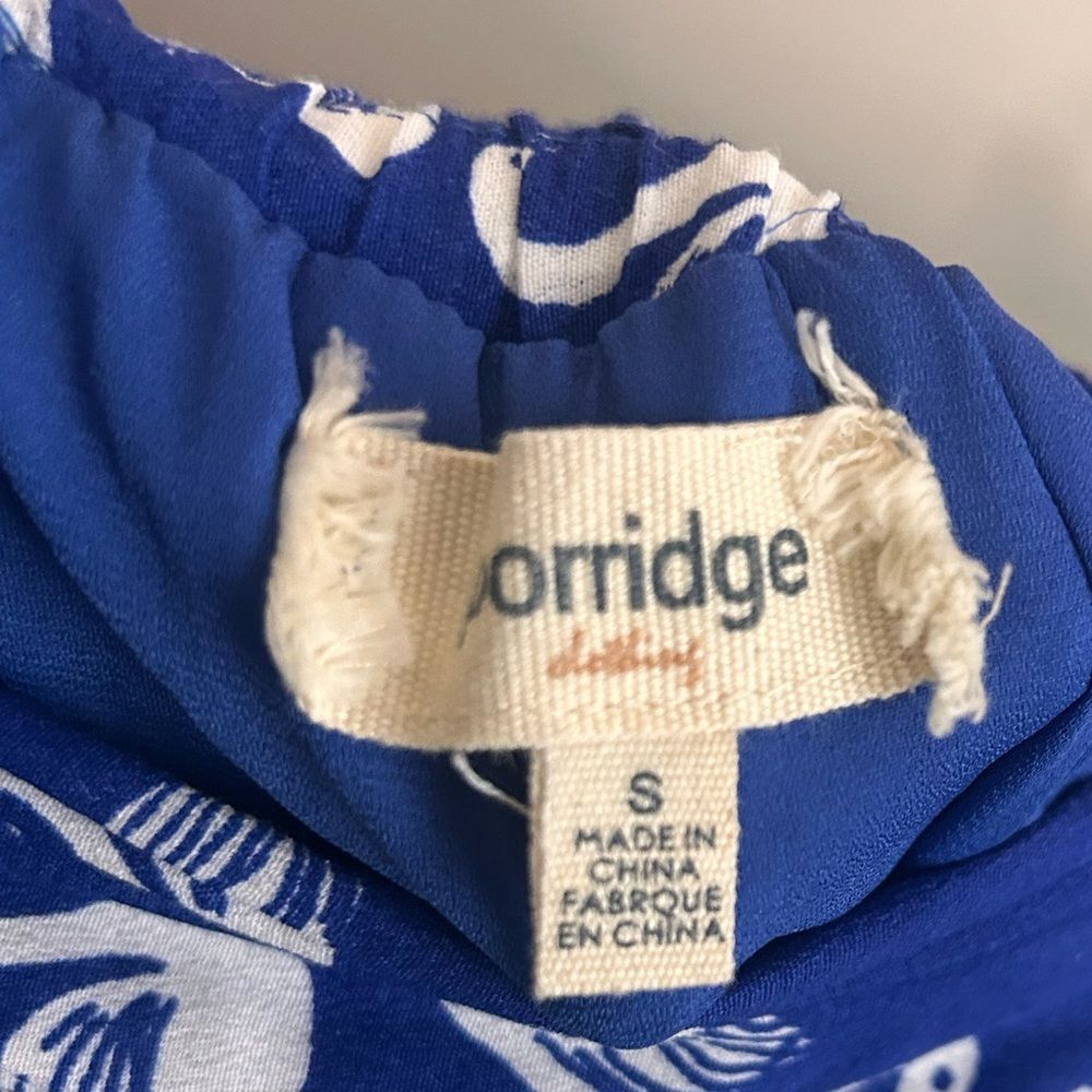 Anthropologie Porridge Blue Getaway Swan Belted A-Line Midi Skirt Size Small - Picture 4 of 7